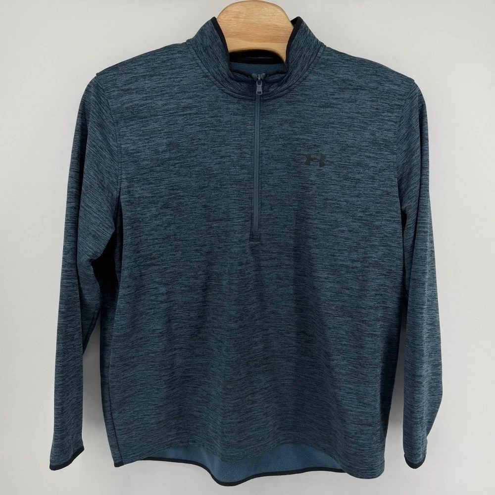 Under Armour ColdGear Men's Quarter Zip Pullover Sweater Blue‎ Heathered 3XL